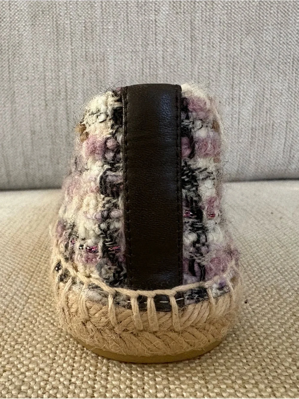 New TORY BURCH EVERLY TWEED ESPADRILLE BLACK WHITE PURPLE Size 8.5